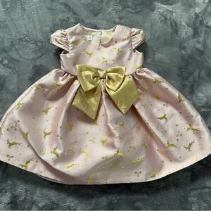 Pink Dress with Gold Bow and Unicorn Print